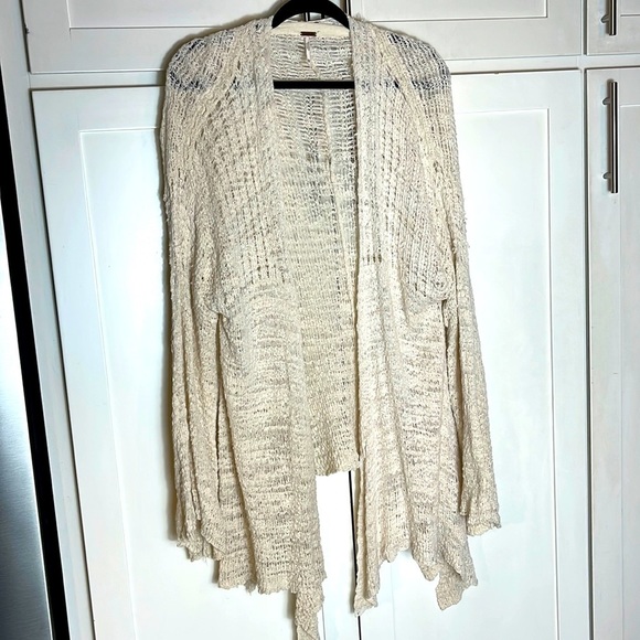 Free People In My Element Kimono Long Cardigan Oversized Bell Sleeve XS Ivory - Picture 4 of 7